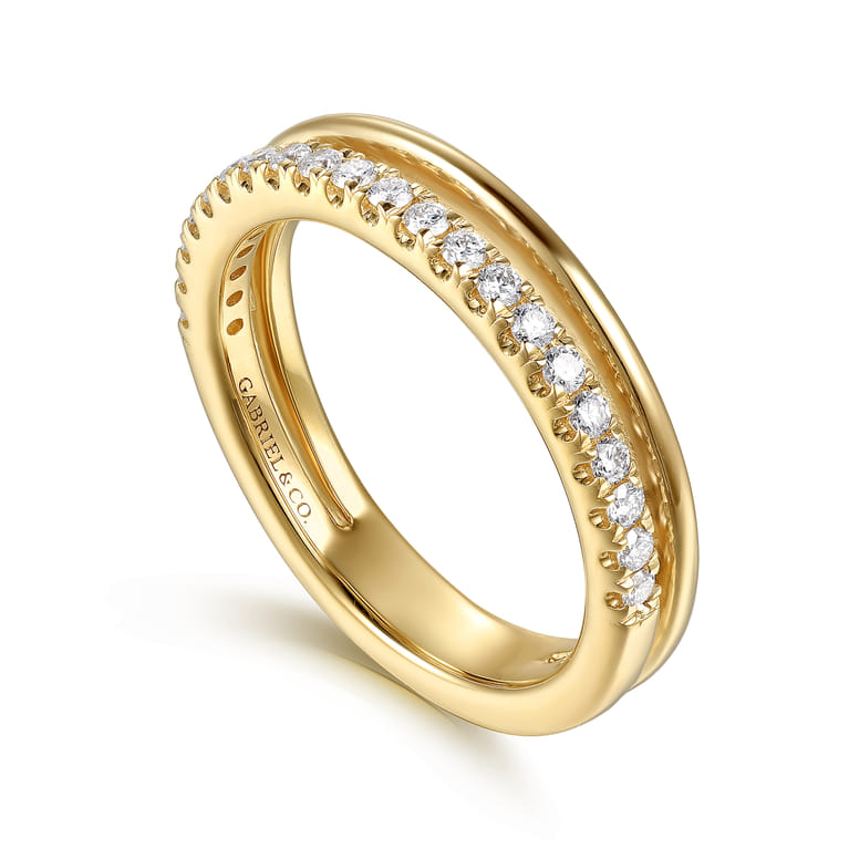 14K Yellow Gold Diamond Matching Wedding Band - 0.3 ct - Shot 3