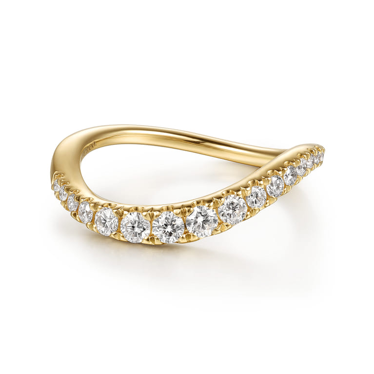 14K Yellow Gold Diamond Matching Wedding Band - 0.4 ct - Shot 1