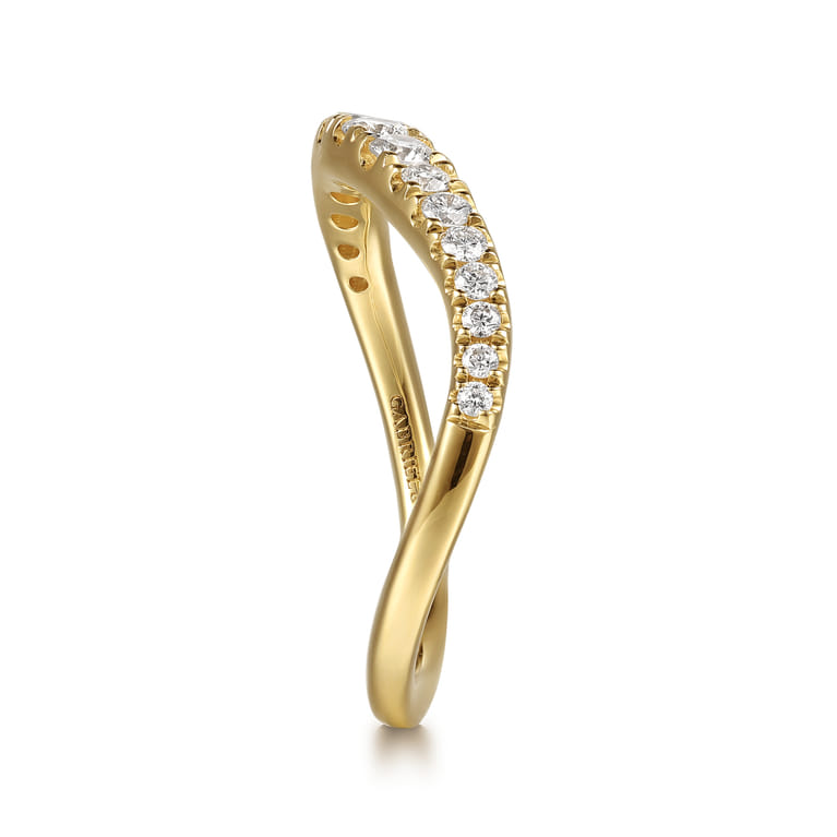 14K Yellow Gold Diamond Matching Wedding Band - 0.4 ct - Shot 5