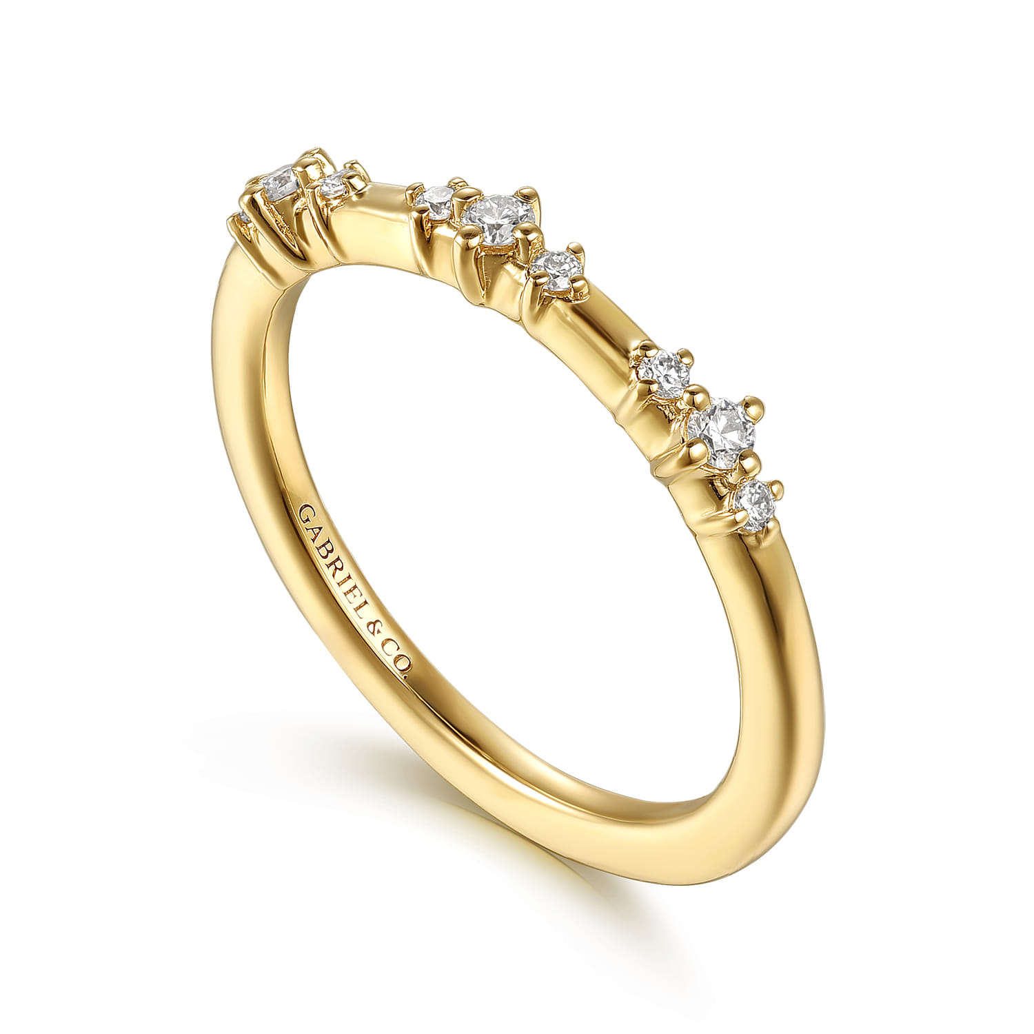 14K Yellow Gold Diamond Matching Wedding Band - 0.14 ct - Shot 3