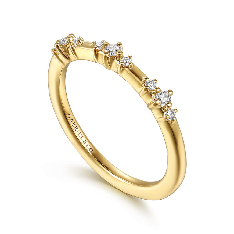 14K Yellow Gold Diamond Matching Wedding Band - 0.14 ct - Shot 3