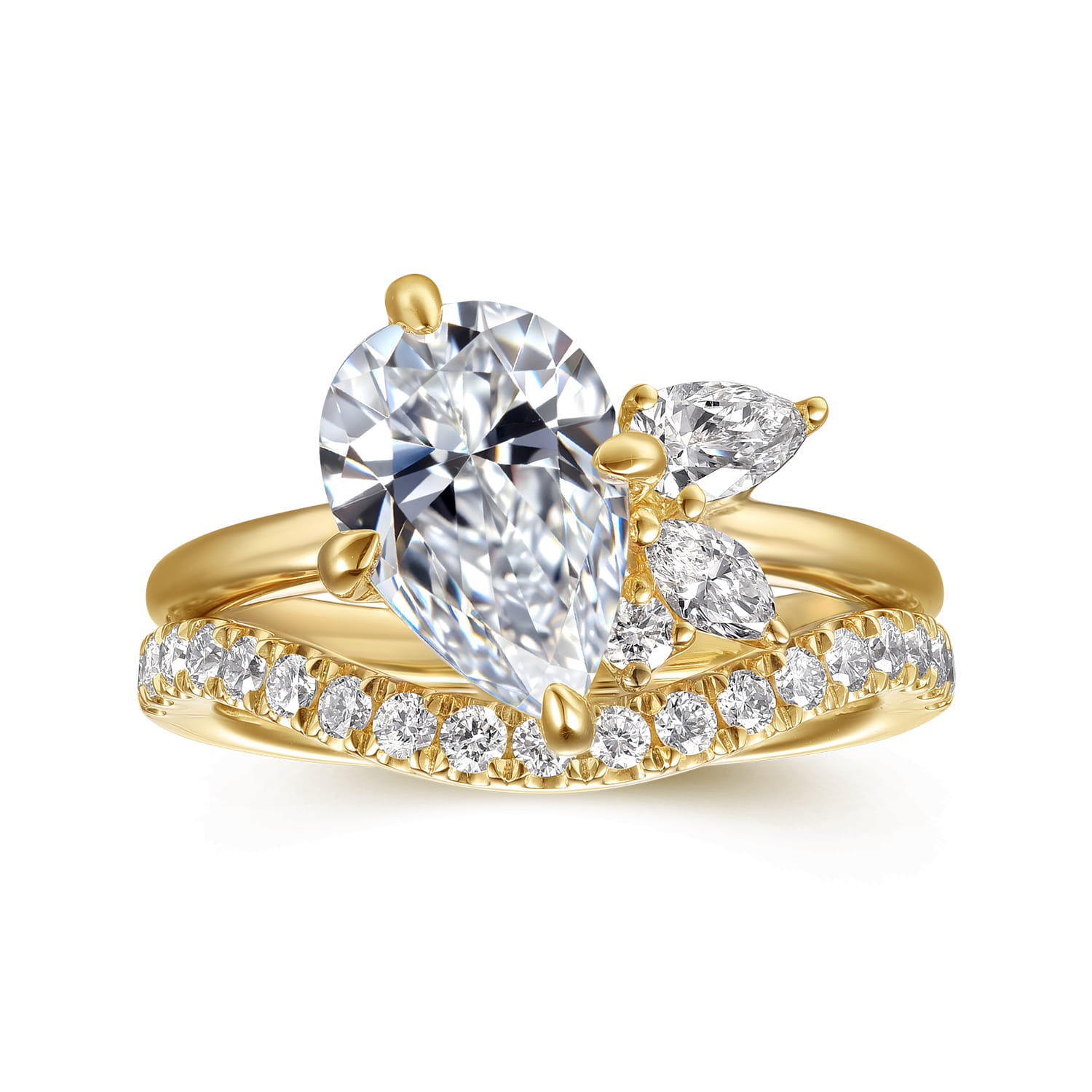 14K Yellow Gold Diamond Matching Wedding Band - 0.3 ct - Shot 4