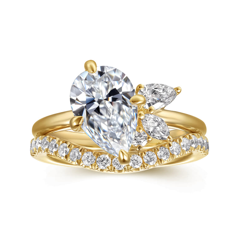 14K Yellow Gold Diamond Matching Wedding Band - 0.3 ct - Shot 4