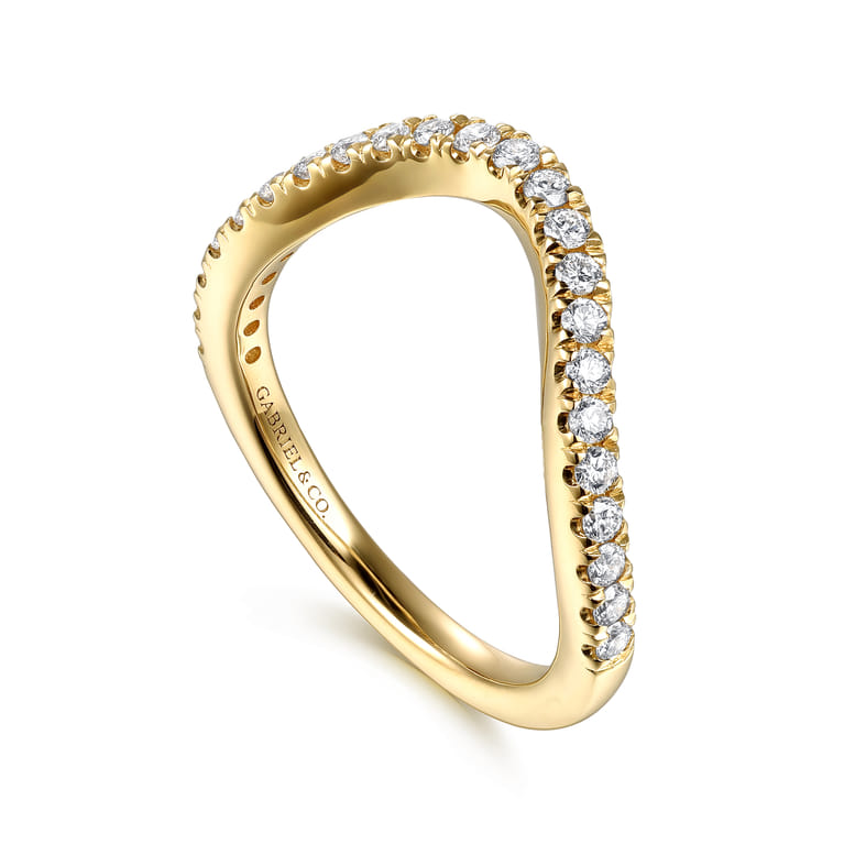 14K Yellow Gold Diamond Matching Wedding Band - 0.35 ct - Shot 3