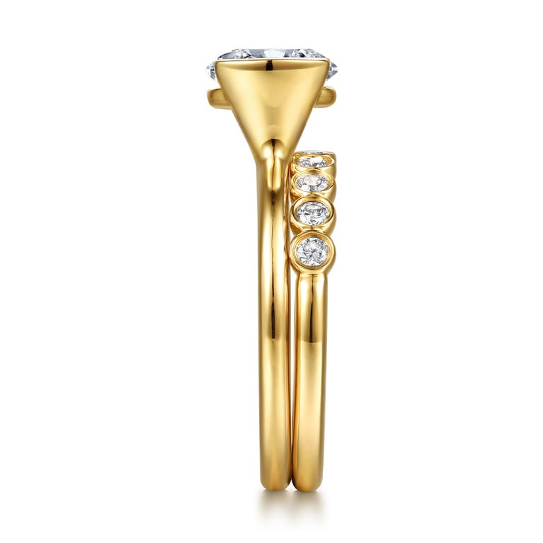 14K Yellow Gold Diamond Matching Wedding Band - 0.25 ct - Shot 5