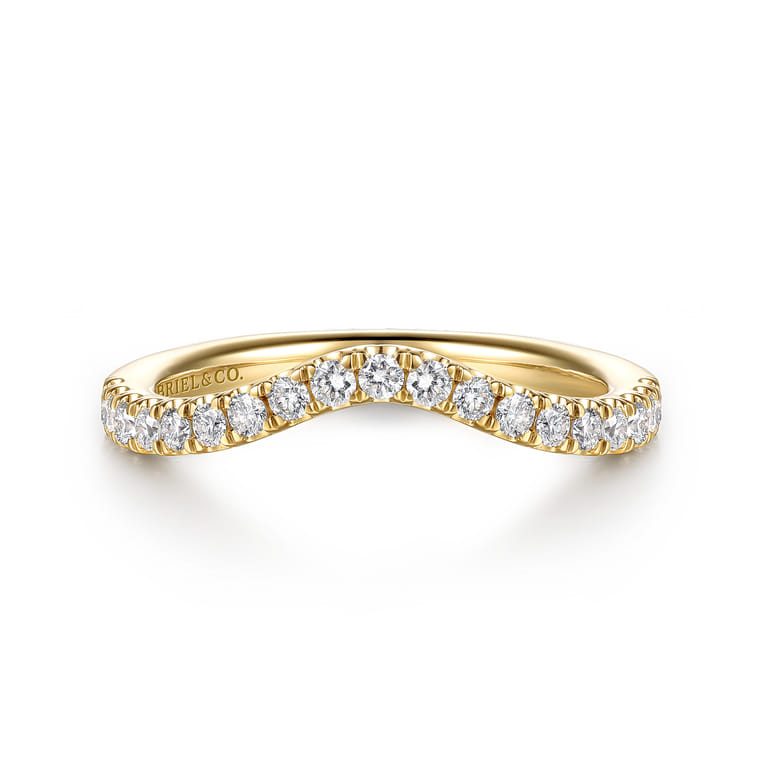 14K Yellow Gold Diamond Matching Wedding Band - 0.3 ct - Shot 1