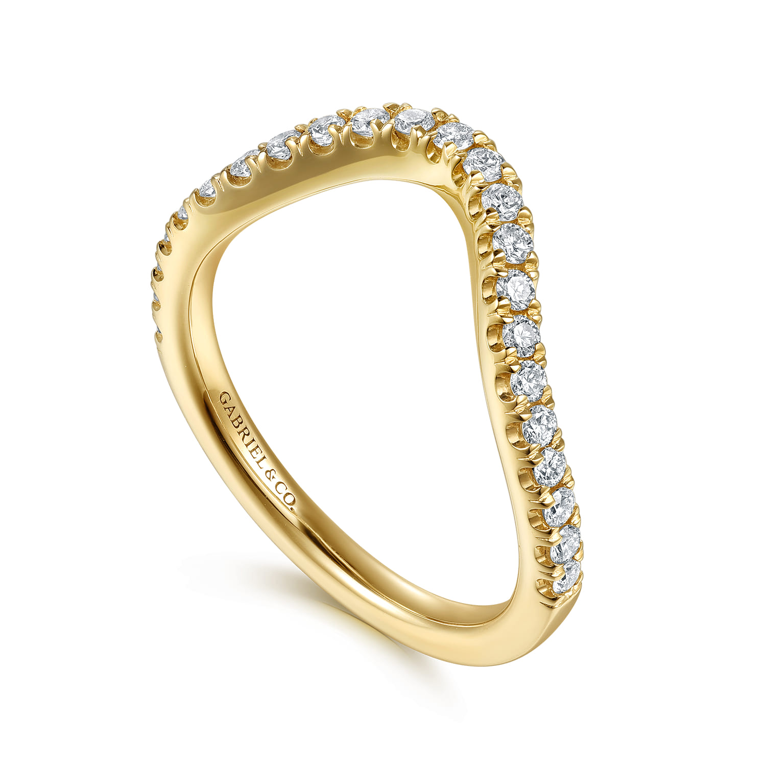 14K Yellow Gold Diamond Matching Wedding Band - 0.35 ct - Shot 3