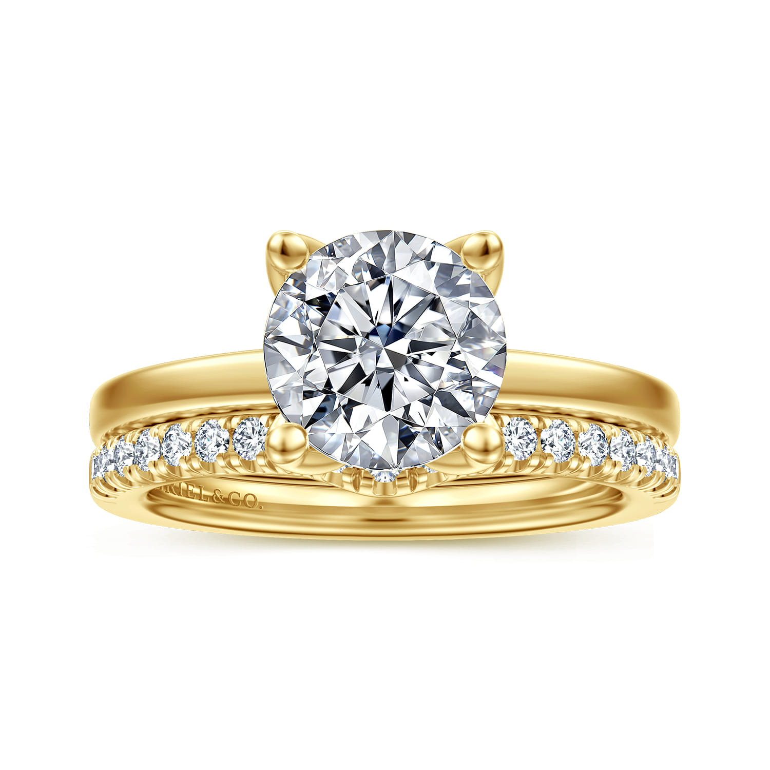 14K Yellow Gold Diamond Matching Wedding Band - 0.24 ct - Shot 4