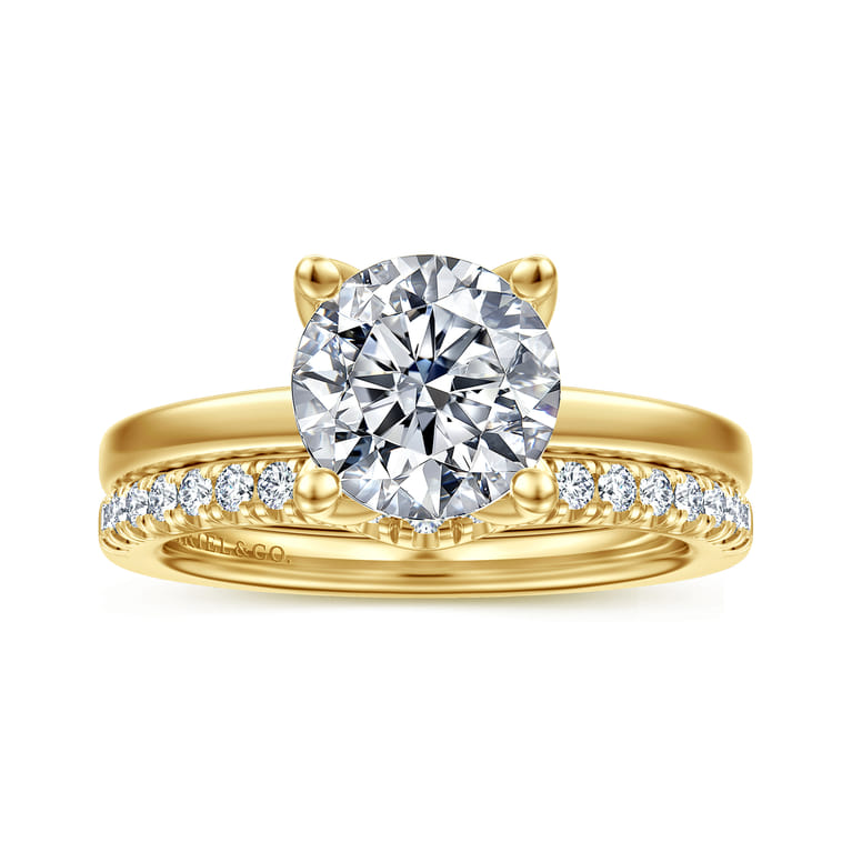14K Yellow Gold Diamond Matching Wedding Band - 0.24 ct - Shot 4