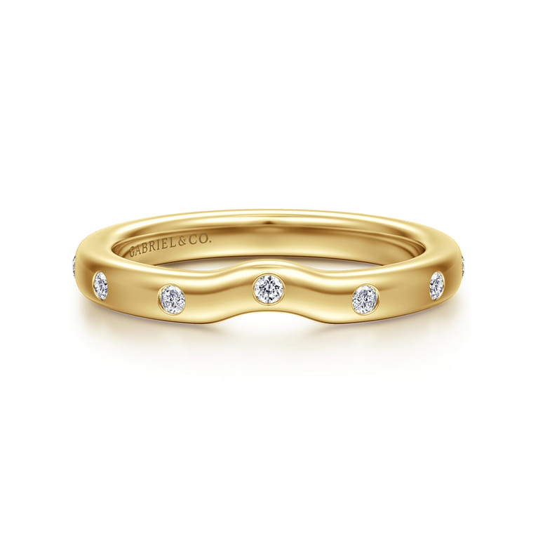 14K Yellow Gold Diamond Matching Wedding Band - 0.14 ct - Shot 1
