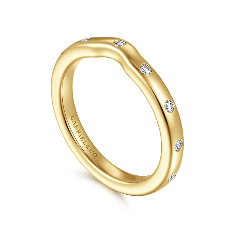 14K Yellow Gold Diamond Matching Wedding Band - 0.14 ct - Shot 3