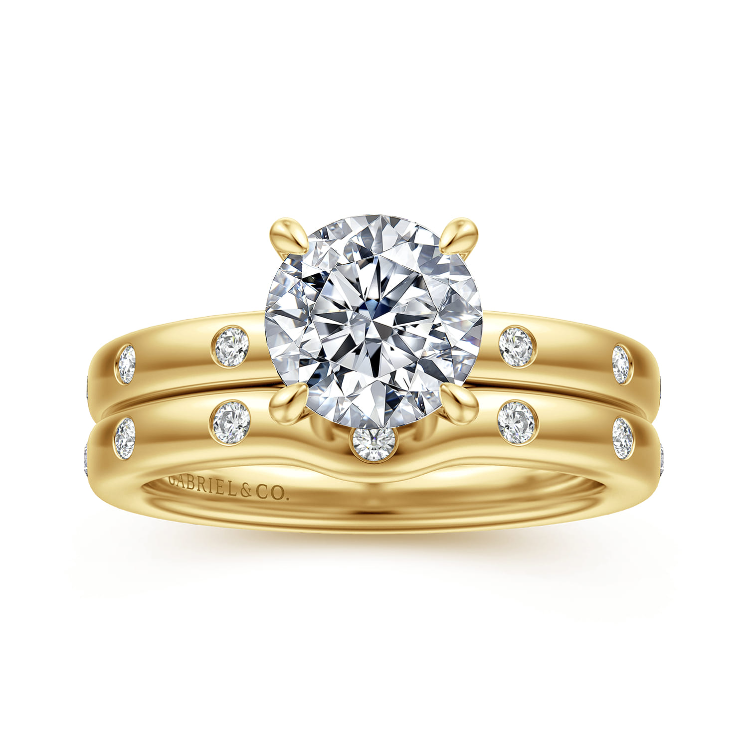 14K Yellow Gold Diamond Matching Wedding Band - 0.14 ct - Shot 4