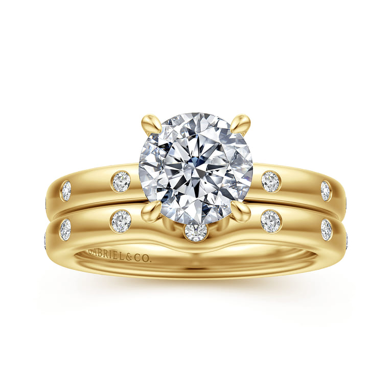 14K Yellow Gold Diamond Matching Wedding Band - 0.14 ct - Shot 4