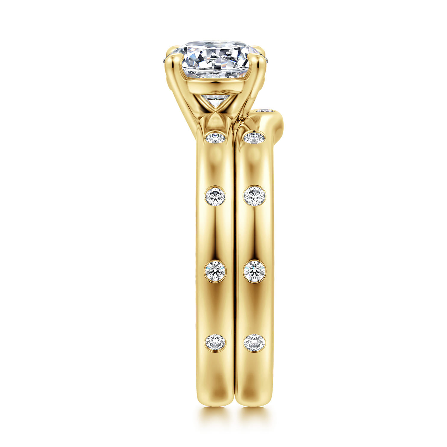 14K Yellow Gold Diamond Matching Wedding Band - 0.14 ct - Shot 5