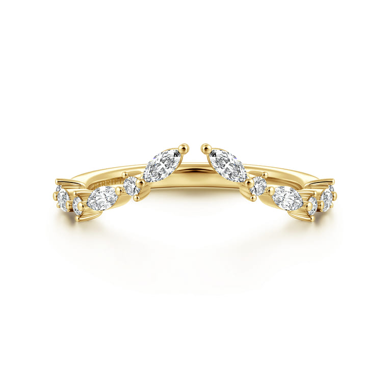 14K Yellow Gold Diamond Matching Wedding Band - 0.35 ct - Shot 1