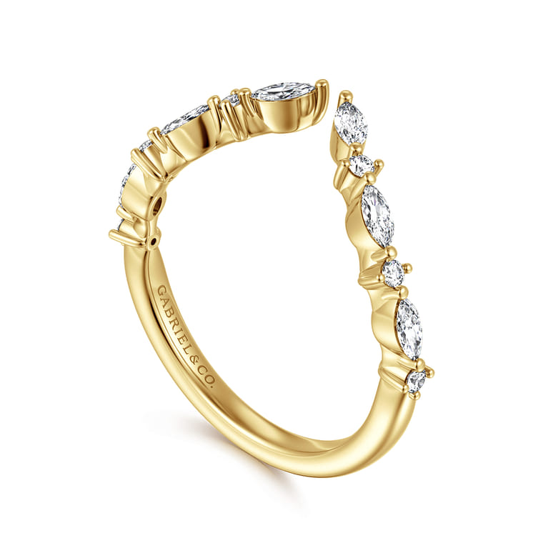 14K Yellow Gold Diamond Matching Wedding Band - 0.35 ct - Shot 3