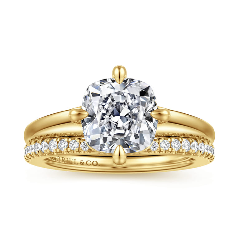 14K Yellow Gold Diamond Matching Wedding Band - 0.18 ct - Shot 4