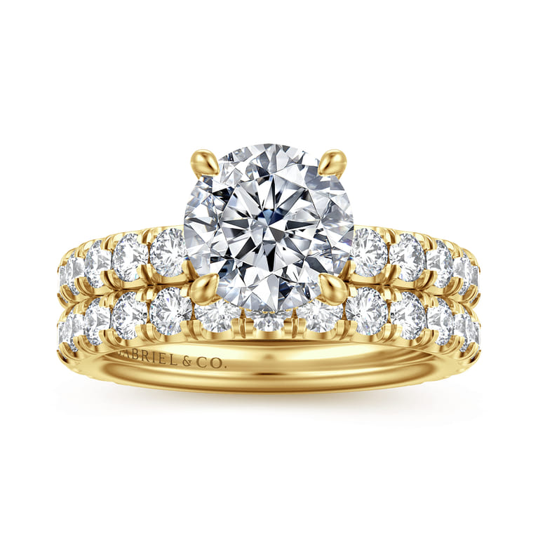 14K Yellow Gold Diamond Matching Wedding Band - 0.95 ct - Shot 4