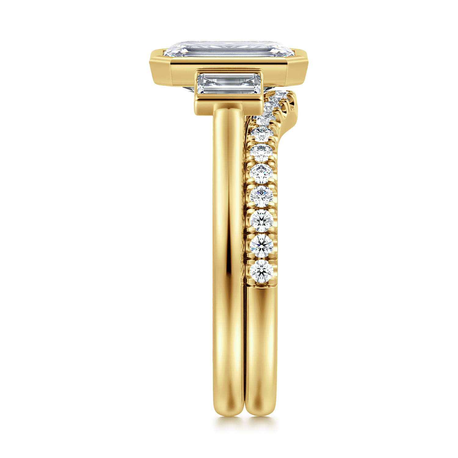 14K Yellow Gold Diamond Matching Wedding Band - 0.25 ct - Shot 5