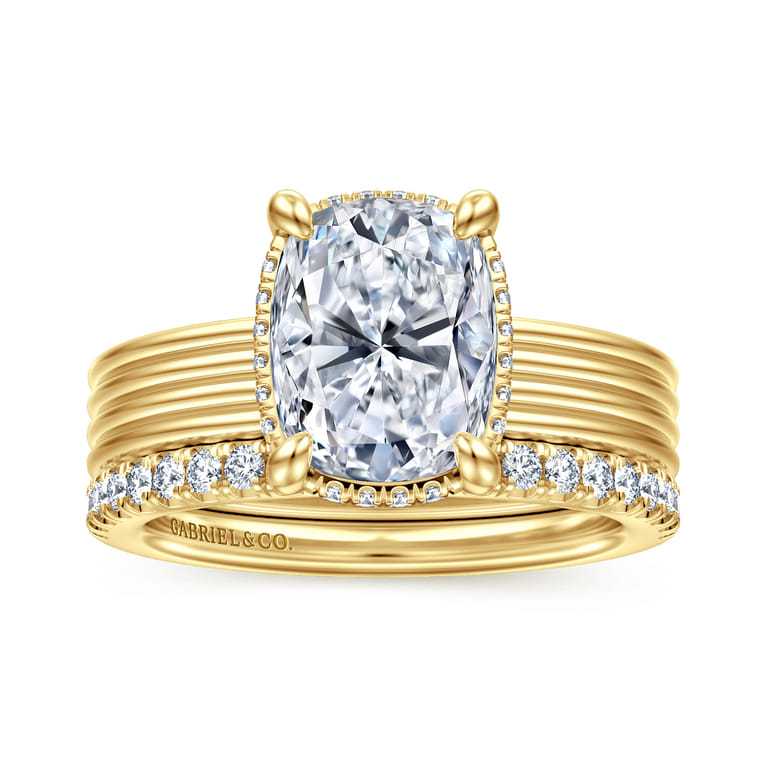14K Yellow Gold Diamond Matching Wedding Band - 0.3 ct - Shot 4