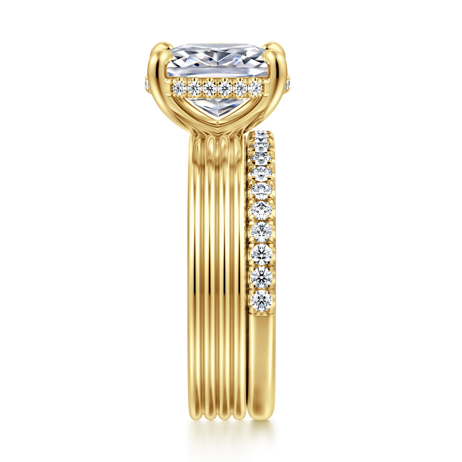 14K Yellow Gold Diamond Matching Wedding Band - 0.3 ct - Shot 5