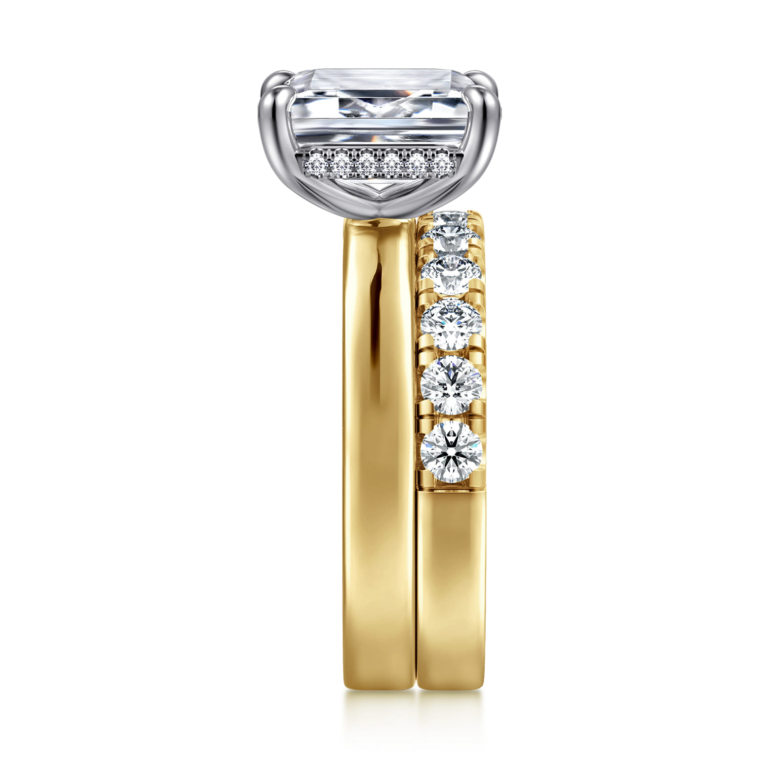 14K Yellow Gold Diamond Matching Wedding Band - 0.8 ct - Shot 5