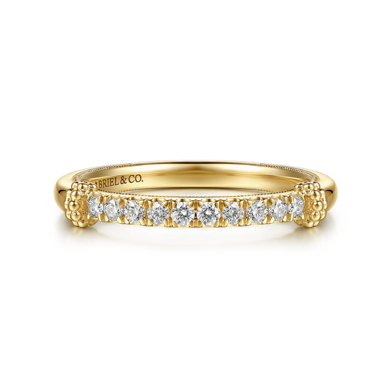 14K Yellow Gold Diamond Matching Wedding Band - 0.18 ct - Shot 1