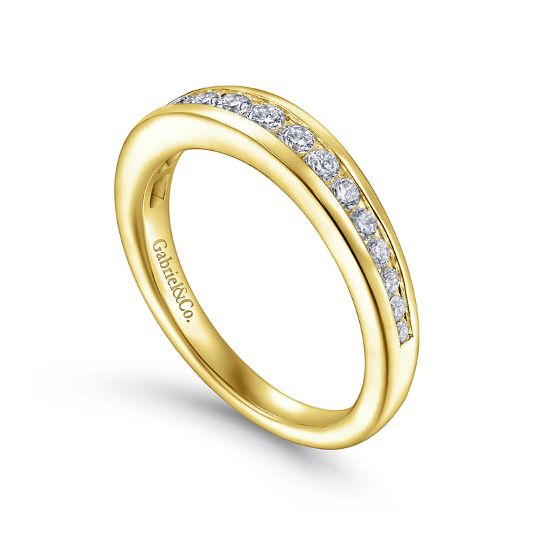 14K Yellow Gold Diamond Matching Wedding Band - 0.38 ct - Shot 3