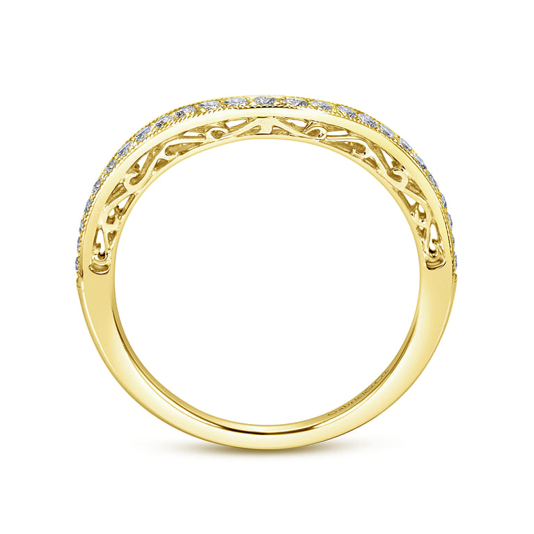 14K Yellow Gold Diamond Matching Wedding Band - 0.25 ct - Shot 2