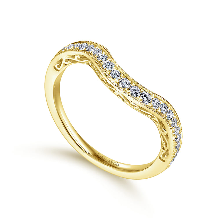 14K Yellow Gold Diamond Matching Wedding Band - 0.25 ct - Shot 3