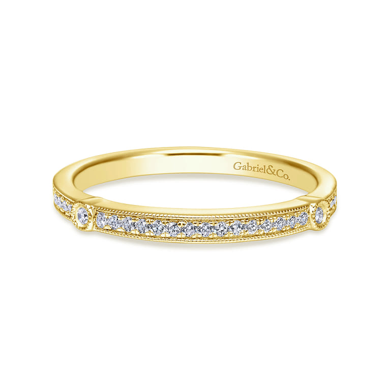 14K Yellow Gold Diamond Matching Wedding Band - 0.12 ct - Shot 1