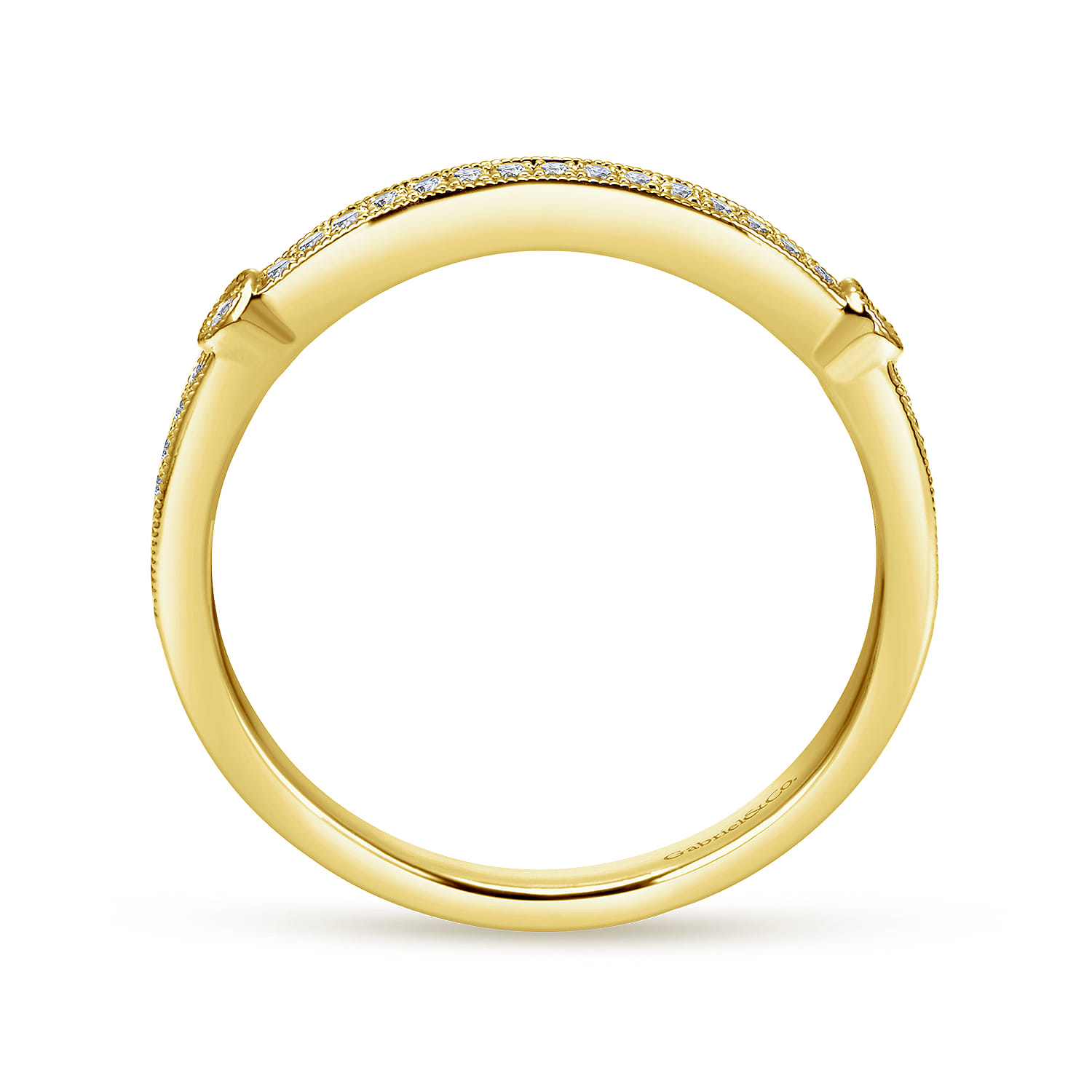 14K Yellow Gold Diamond Matching Wedding Band - 0.12 ct - Shot 2
