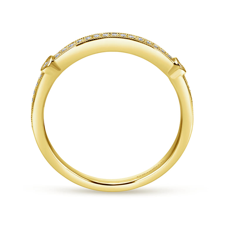 14K Yellow Gold Diamond Matching Wedding Band - 0.12 ct - Shot 2