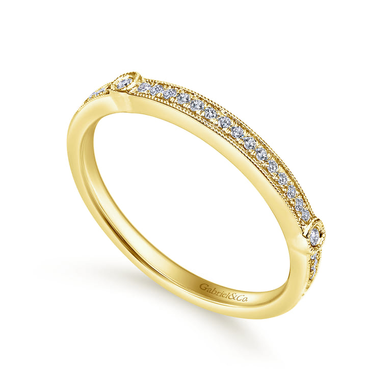 14K Yellow Gold Diamond Matching Wedding Band - 0.12 ct - Shot 3