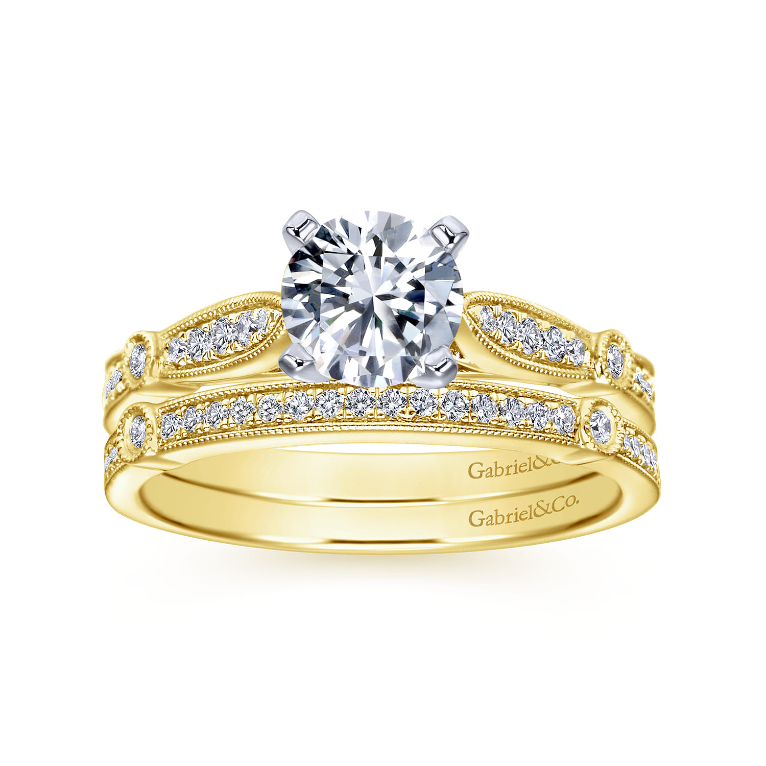 14K Yellow Gold Diamond Matching Wedding Band - 0.12 ct - Shot 4