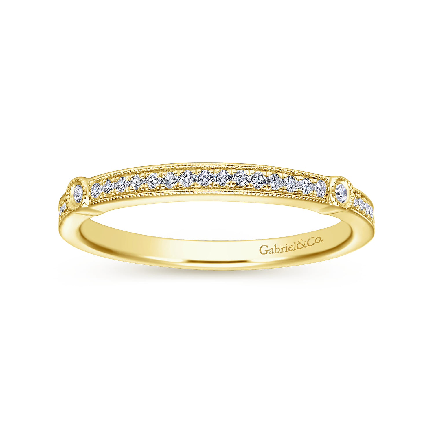 14K Yellow Gold Diamond Matching Wedding Band - 0.12 ct - Shot 5