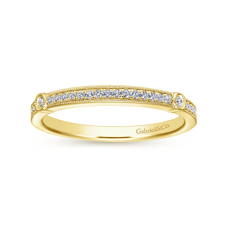 14K Yellow Gold Diamond Matching Wedding Band - 0.12 ct - Shot 5