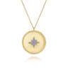 14K Yellow Gold Diamond Medallion Necklace with Diamond Star - 0.09 ct