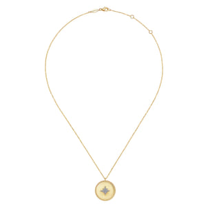 14K Yellow Gold Diamond Medallion Necklace with Diamond Star