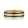 14K Yellow Gold Diamond Men's Ring in High Polish Finish With Black Enamel - 0.14 ct