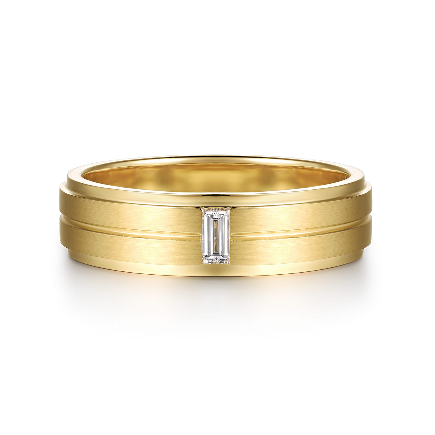 14K Yellow Gold Diamond Men's Ring in High Polish Finish - 0.11 ct - Shot 1