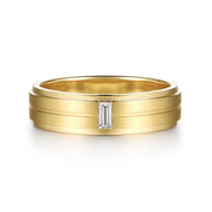 14K Yellow Gold Diamond Men's Ring in High Polish Finish