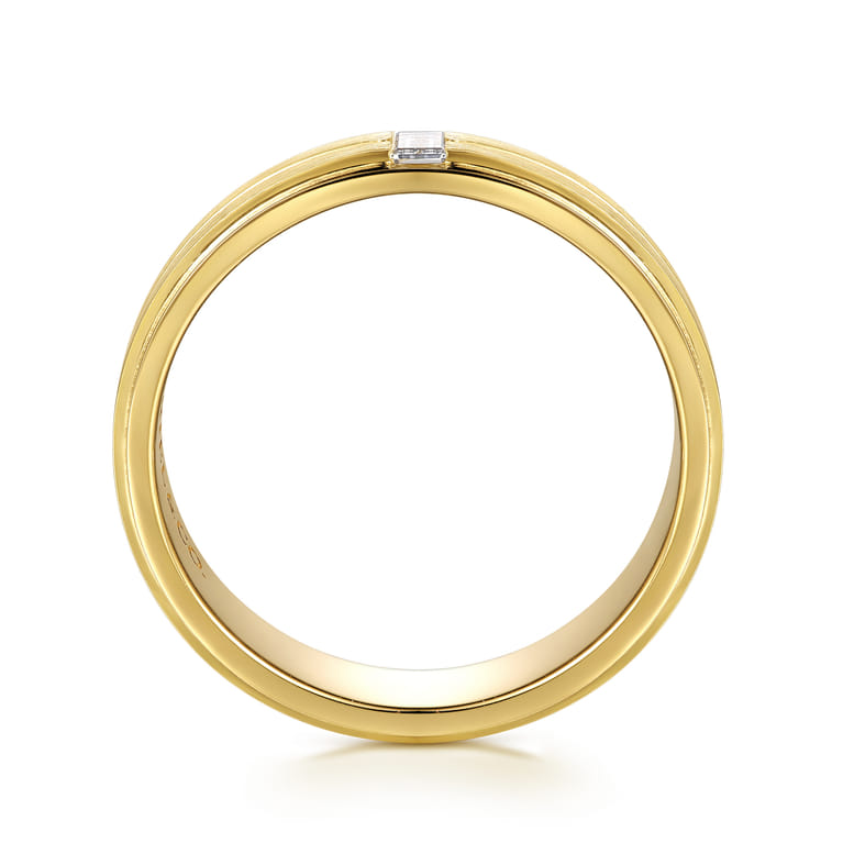 14K Yellow Gold Diamond Men's Ring in High Polish Finish - 0.11 ct - Shot 2