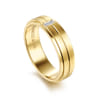 14K Yellow Gold Diamond Men's Ring in High Polish Finish - 0.11 ct