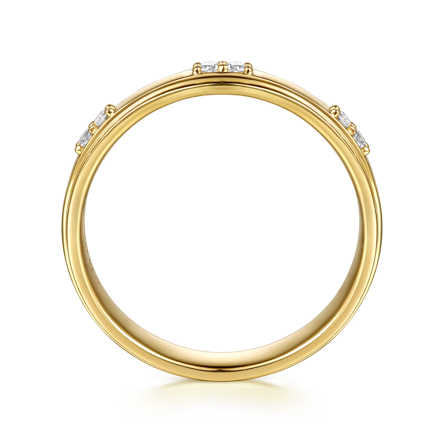 14K Yellow Gold Diamond Men's Ring in High Polish Finish - 0.11 ct - Shot 2