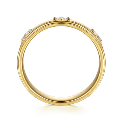 14K Yellow Gold Diamond Men's Ring in High Polish Finish