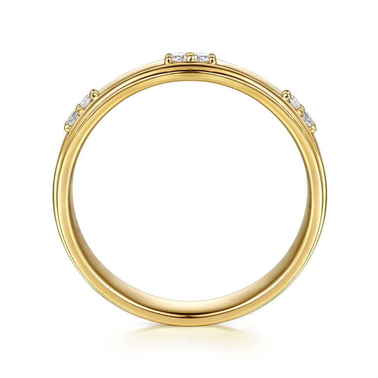 14K Yellow Gold Diamond Men's Ring in High Polish Finish - 0.11 ct - Shot 2