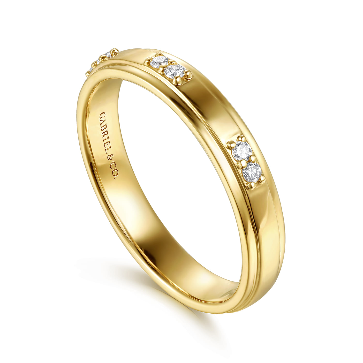 14K Yellow Gold Diamond Men's Ring in High Polish Finish - 0.11 ct - Shot 3