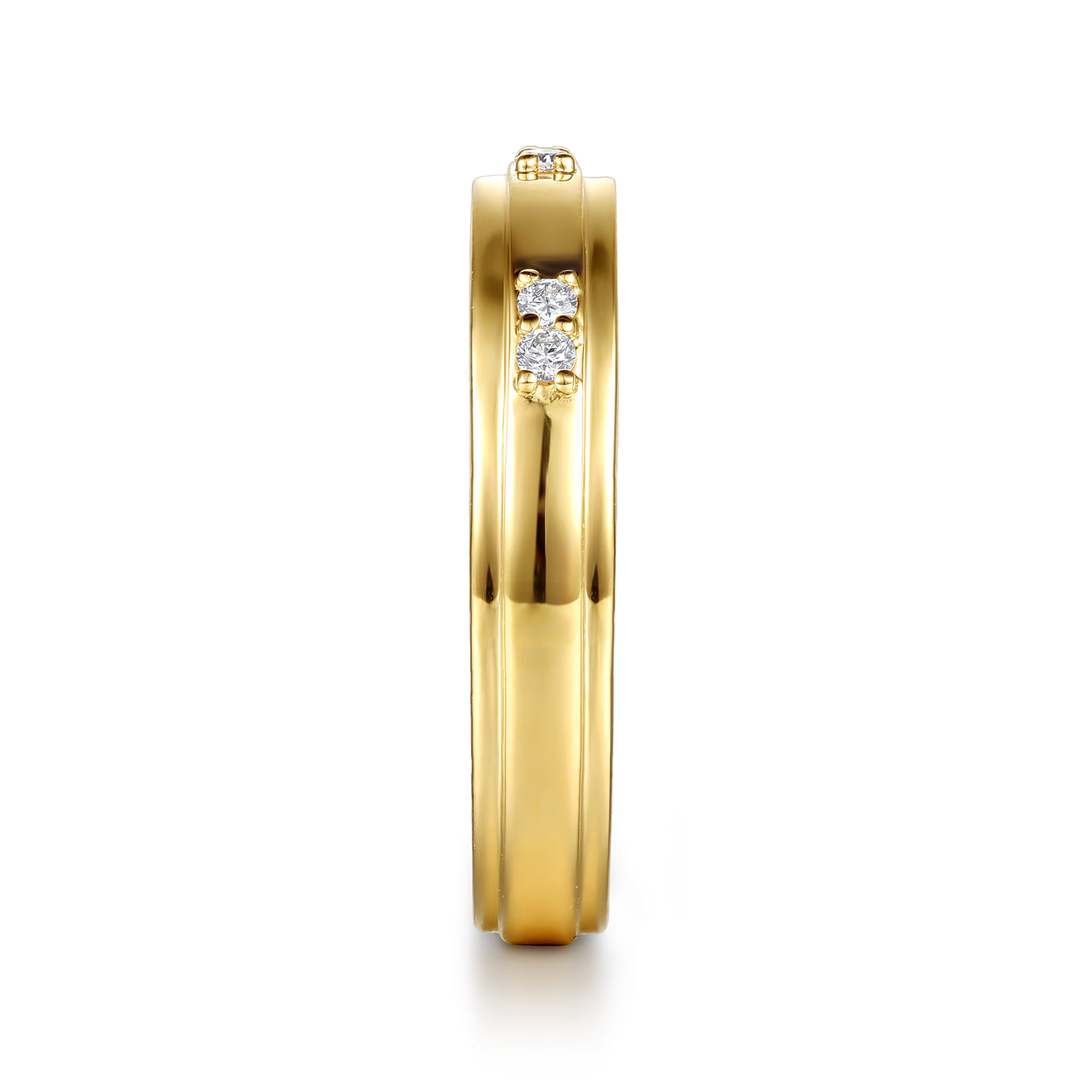 14K Yellow Gold Diamond Men's Ring in High Polish Finish - 0.11 ct - Shot 4