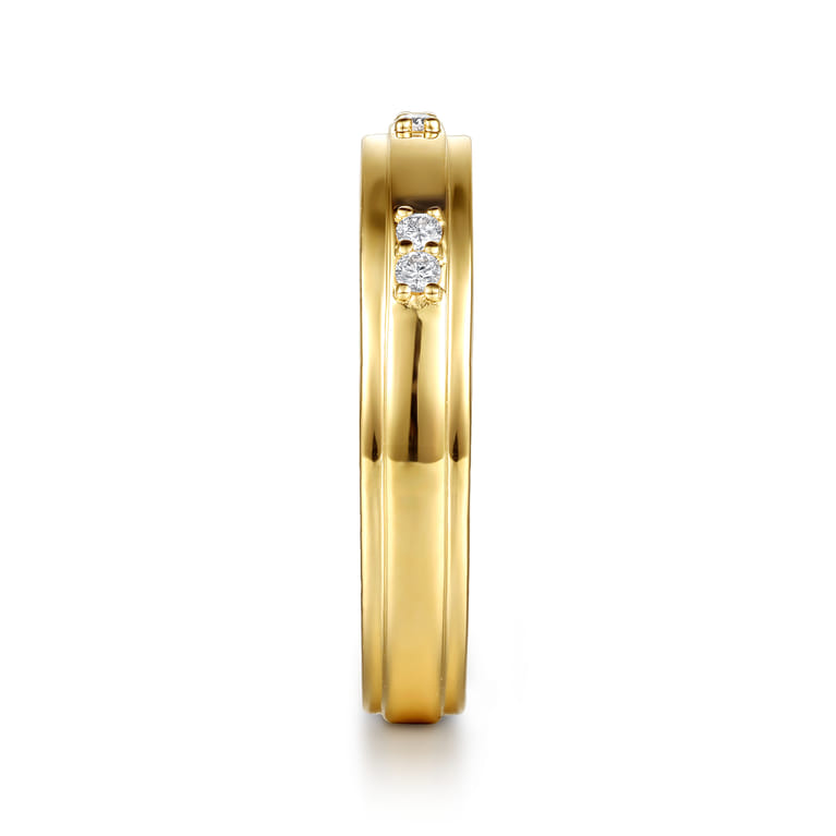 14K Yellow Gold Diamond Men's Ring in High Polish Finish - 0.11 ct - Shot 4